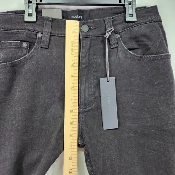 Rollas Stinger Skinny Fit Jeans Size 32x32 Distress Black Denim